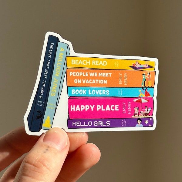 Autocollant de pile de livres Emily Henry, amoureux des livres Emily Henry, autocollant de lecture de plage, autocollant Emily Henry, personnes que nous rencontrons en vacances Sticker