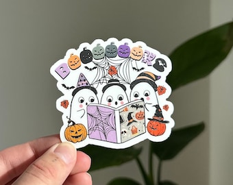 Boooooks Ghost Reading Sticker, Halloween Reading Sticker, Kindle Sticker, Fall Bookish Sticker, Ghostie Autumn Reader, Spooky Reader