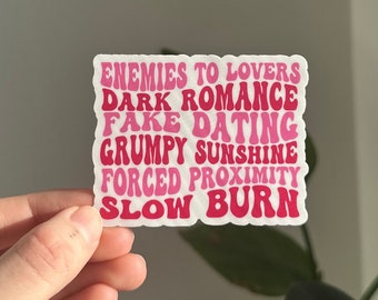 Book Tropes Sticker, Reading Trope Stickers, Kindle Sticker, Enemies to Lovers, Dark Romance, Slow Burn, Book Lover, Grumpy Sunshine