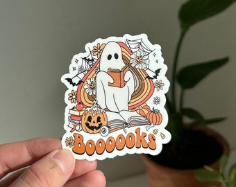 Boooooks Ghost Reading Sticker, Fall Reading Sticker, Kindle Sticker, Halloween Bookish Sticker, Ghost Autumn Reader Sticker, Ghostie Reader