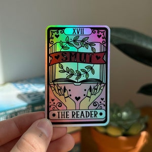 Der Smut Reader Holografischer Tarot Kartenaufkleber, Smut Liebhaber, The Reader Sticker, Buchliebhaber Geschenk, Smut Sticker, Bookish Sticker, Romance