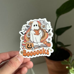 Boooooks Ghost Reading Sticker, Fall Reading Sticker, Kindle Sticker, Halloween Bookish Sticker, Ghost Autumn Reader Sticker, Ghostie Reader