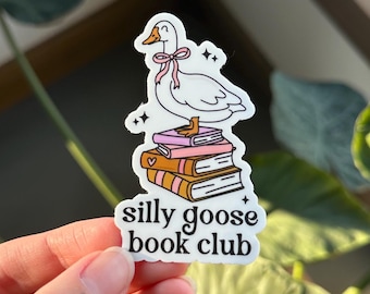 Silly Goose Book Club Sticker – Cute Duck Sticker for Book Lovers, Vinyl Sticker for Journals, Kindles, and Water Bottles, Fun Bookish Decor