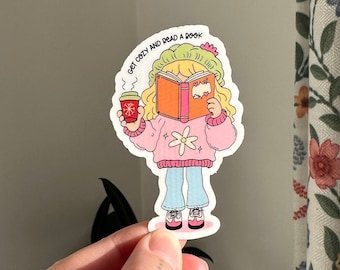 Get Cozy and Read a Book Sticker, Kindle Sticker, Cute Bookish Sticker, Reading Sticker, Bookish Girlie, Book Lovers Collective