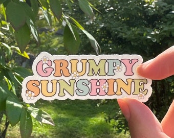 Grumpy Sunshine Sticker, Book Tropes, Reading Tropes, Book Lovers Sticker, Cute Bookish Sticker, Reader Sticker, Kindle Sticker