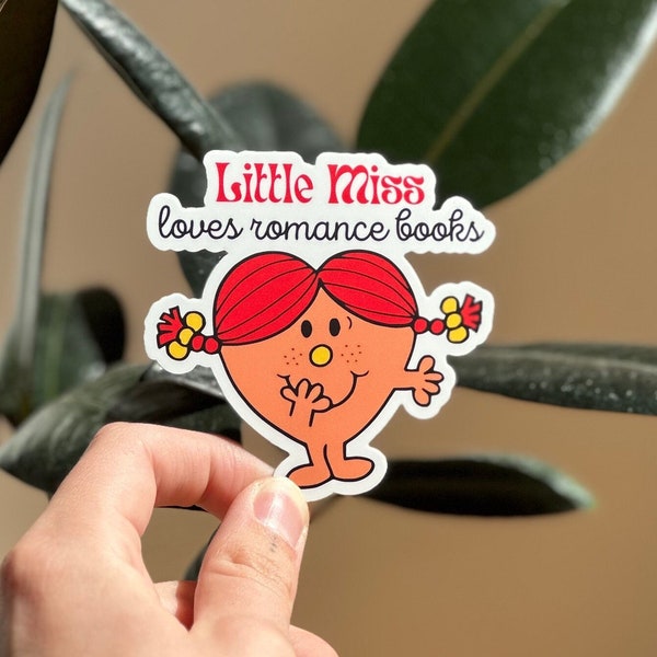 Little Miss Loves Romance Books Sticker, Little Miss Reader Sticker, Cute Bookish Sticker, Book Lovers Collective, Romance Reader