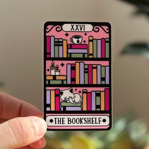 Das Bücherregal Aufkleber, Katzen und Bücher, Leser Tarot Karten Aufkleber, niedlicher Buchaufkleber, Bücherwurm Aufkleber, Leseaufkleber, Buchliebhaber Aufkleber