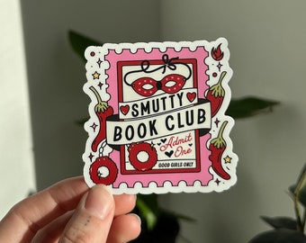 Klistermärke med en biljett för Smutty Book Club, klistermärke med Smut Lover, boklig klistermärke, klistermärke med kryddiga böcker, Kindle-klistermärke, bokälskare