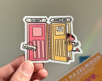Sticker boekenwinkel versus therapie, sticker lezen, sticker lezen, leuke leesgrage sticker, sticker boekenliefhebbers, sticker voor boekenliefhebbers, Kindle-sticker, geobsedeerd boek, boeken zijn leven