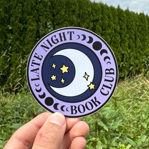 Late Night Book Club Sticker, Nightime Readers, Bookish Sticker, Book Lovers Collective, Reader Sticker, Kindle Sticker, Book Obsessed