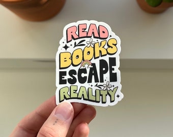 Lese Bücher entkommen Realität Aufkleber, Bücherwurm Aufkleber, Süßer Buch Aufkleber, Kindle Aufkleber, Buchliebhaber Aufkleber, Bücherwurm Geschenk, Lese Aufkleber
