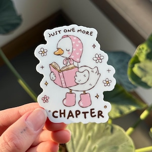 Just One More Kapitel Aufkleber - Niedlicher Enten-Leseaufkleber, Vinyl-Aufkleber für Buchliebhaber, Journale, Kindles, Wasserflaschen, Frühlingsaufkleber