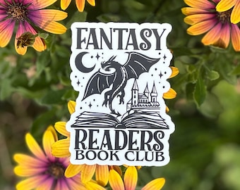 Fantasy Readers Book Club Sticker, Romance Fantasy Reader, Bookish Sticker, Reading Sticker, Dragon Book Sticker, Romantasy, Kindle Sticker