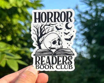 Lectores de terror Book Club Sticker, Thriller Book Club, Thrillers psicológicos, Libros de miedo, Lectores, Amantes de los libros, Horror Bookish Pegatina