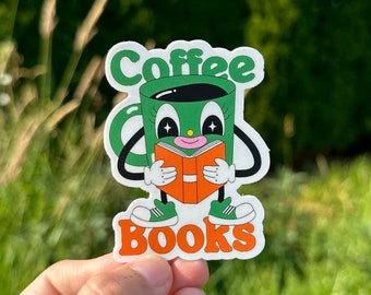 Coffee and Books Sticker, Reading Sticker, Cute Bookish Sticker, Book Lovers Sticker, Kindle Sticker, Books are Life, Book Lovers Collective