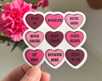 Bookish Hearts Sticker, Cute Bookish Sticker, Kindle Stickers, Romance Readers, Book Lovers Collective Sticker, Valentine's Reading Sticker