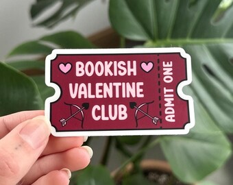 Bookish Valentine's Club Admit One Ticket Sticker, Book Lovers Sticker, Cute Bookish Sticker, Kindle Sticker, Romance Reader