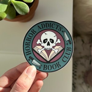 Horror Süchtiger Buchclub Aufkleber, Thriller Buchclub, Horror Leser, gruselige Bücher, Buchliebhaber, Horror Bücherwurm Sticker