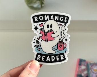 Adesivo ghostie para leitor de romance, adesivo para amantes de livros, adesivo fofo para livros, adesivo kindle, leitor de obscenidades, coletivo de amantes de livros