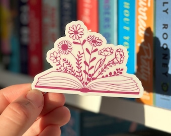 Floral Open Book Sticker, Cute Book Sticker, Floral Book Sticker, Book Lovers Collective, Bookish Sticker, Reading Sticker, Kindle Sticker
