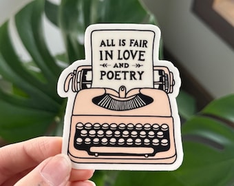 Pegatina de poesía para máquina de escribir, pegatina para Kindle, pegatina de libros, impermeable, pegatina estética, pegatina para portátil, pegatina femenina, pegatina para botella de agua
