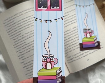 Marcador de leitura aconchegante de inverno, marcadores de feriado, Natal literário, amante de livros, presentes para leitores ávidos, marcador de clima de inverno, mass.