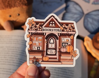 Autumn Bookstore Sticker, Cozy Fall Bookshop Sticker, Kindle Kobo Decoration, Book Lover Gift, Reader Sticker