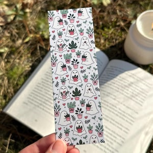 Adorable Ghosties With Plants Bookmark, Halloween Bookmark, Fall Bookmark, Autumn Cozy Vibes Bookmark, Spooky Bookmark, Bookish Love