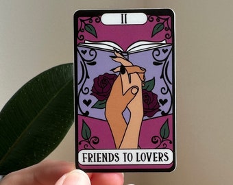Adesivo de amigos para amantes, adesivo de cartão de tarô do leitor, adesivo tropo de amigos para amantes, adesivo fofo de leitura, livro tropos