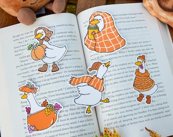 Herbst Alberne Gans Aufkleber, Niedlicher Herbst Aufkleber, Herbst Kindle Kobo Dekoration, Geschenk für Buchliebhaber, Reader Aufkleber