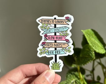 Book Tropes Street Sign Sticker, Reading Trope Stickers, Kindle Sticker, Enemies to Lovers, Slow Burn, Fated Mates, One Bed Trope, Book Love