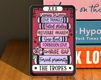 De Tropes Sticker, Book Tropes, Reverse Haram Sticker, Vijanden voor Lovers Trope Sticker, Bookish Sticker, Reading Sticker, Gedwongen nabijheid