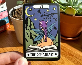 The Romantasy Sticker, The Reader Tarot Card, Romance Fantasy Reader, Bookish Sticker, Reading Sticker, Fairy Smut, Cute Book Sticker