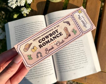Levenslang lidmaatschap van de Cowboy Romance Book Club bladwijzer – Western Book Lover Gift, Cowboy Stationery, Bookish Country Aesthetic