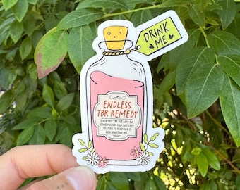 Endless TBR Remedy Sticker, Never ending TBR, Bücherwurm Aufkleber, niedlicher Buchaufkleber, Kindle-Aufkleber, Leseliste, Buchliebhaber-Aufkleber