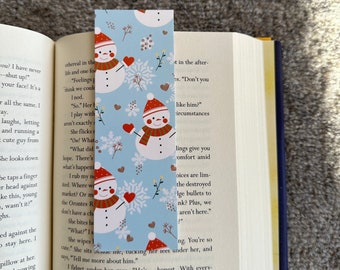 Marcador de inverno de boneco de neve e floco de neve, marcadores de férias, coisas de livro, marcadores fofos, leitor ávido, amante de livros, marcador de vibrações de inverno