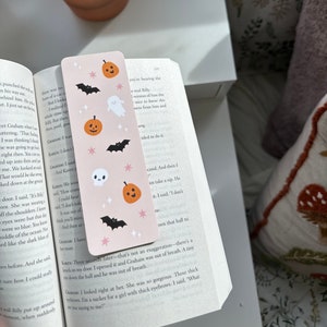 Cute Halloween Bookmark, Ghostie, Pumpkins, Bats and Skull Bookmark with Stars, Bookworm Gifts, Cozy Vibes Bookmark, Spooky Bookmark