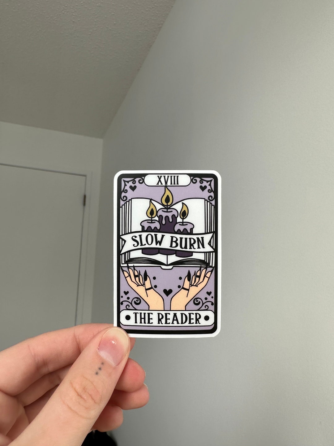 slow-burn-sticker-the-reader-tarot-card-sticker-slow-burn-trope