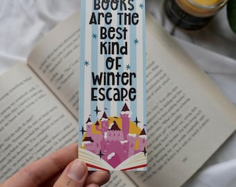 Marcapáginas "Escapada de Invierno", papelería para lectores, lectura acogedora para las fiestas