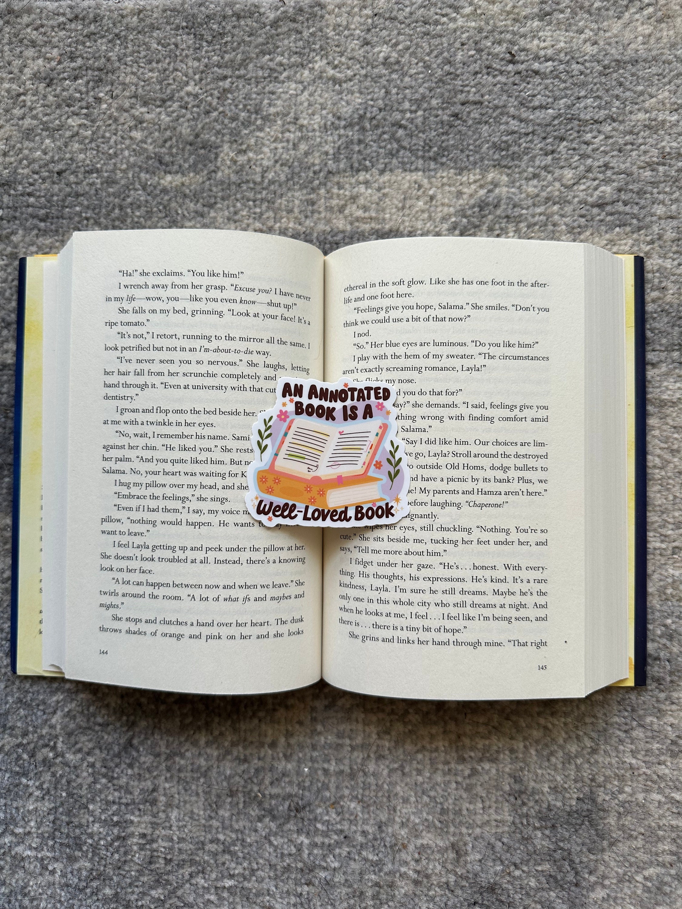 An Annotated Book is a Well-loved Book Sticker, Reading Trope Stickers ...
