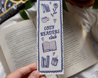Marcapáginas del Club de Lectores Acogedores, Papelería para Lectores, Marcapáginas dibujado a mano