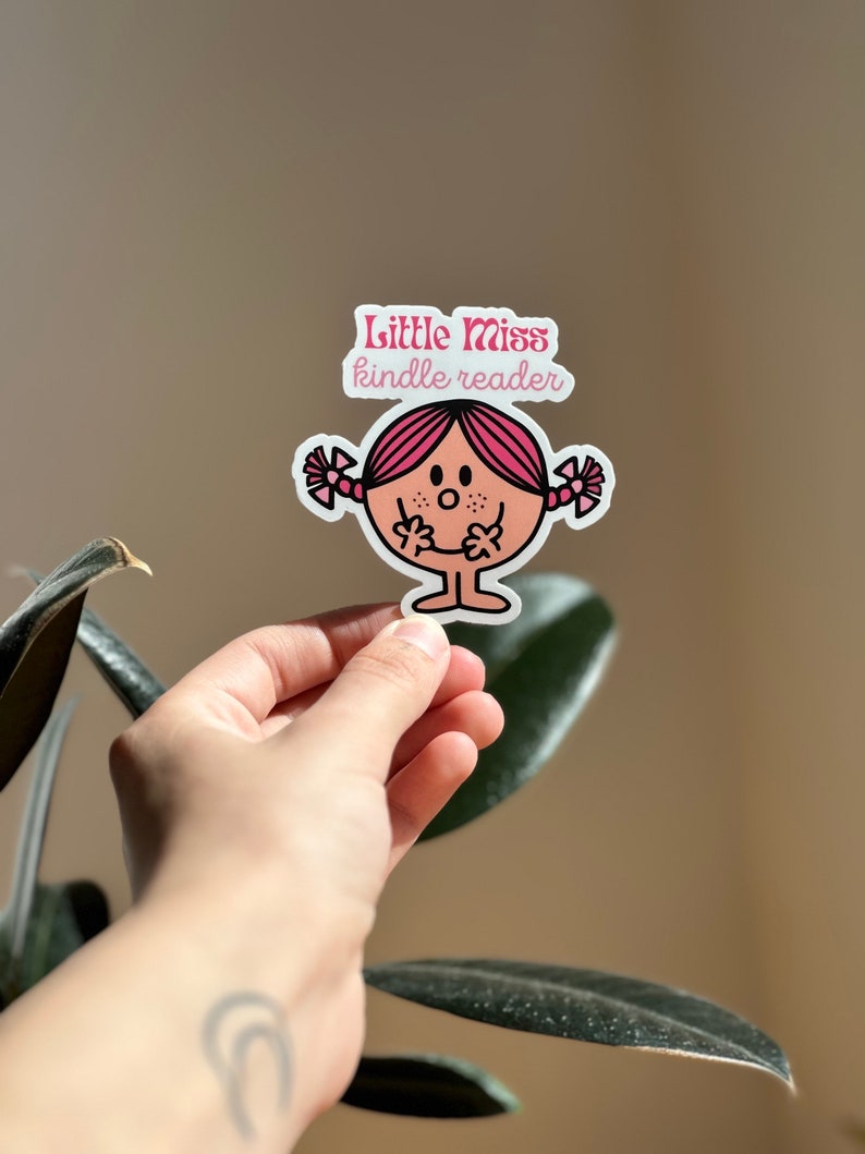 Little Miss Kindle Reader Sticker, Kindle Lover, Kindle Stickers, Reading Sticker, Book Lovers Sticker, Cute Bookish Sticker image 3