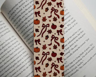 Marcador de página com laço de outono, marcador de página de outono, presente para amantes de livros, marcador de página aconchegante para leitura, artigos de papelaria fofos para leitores