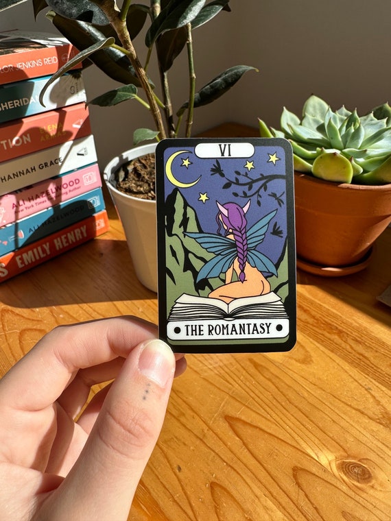 The Romantasy Sticker, The Reader Tarot Card, Romance Fantasy Reader, Bookish Sticker, Reading Sticker, Fairy Smut, Cute Book Sticker