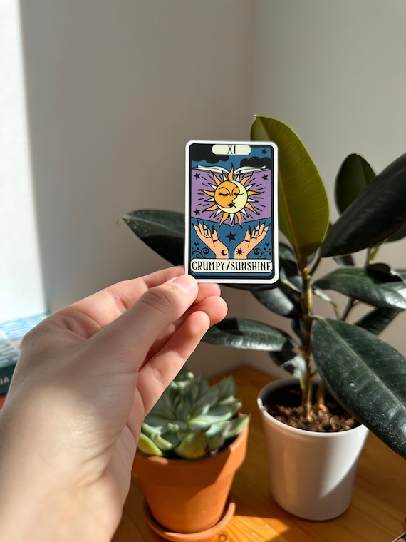 Grumpy Sunshine Tarot Card Sticker, Book Tropes, Reading Tropes, Book Lovers Gift, Bookish Sticker, Reader Sticker, Grumpy Sunshine Sticker
