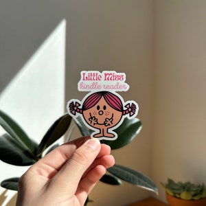 Little Miss Kindle Reader Sticker, Kindle Lover, Kindle Stickers, Reading Sticker, Book Lovers Sticker, Cute Bookish Sticker image 2
