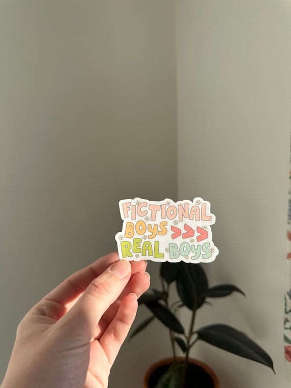 Fictional Boys >>> Real Boys Sticker, Fictional Men Sticker, Bookish Sticker, Reading Sticker, Kindle Sticker, Book Lovers Collective