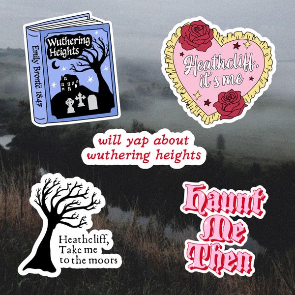 Wuthering Heights Stickers, Emily Brontë, Classic Literature Stickers