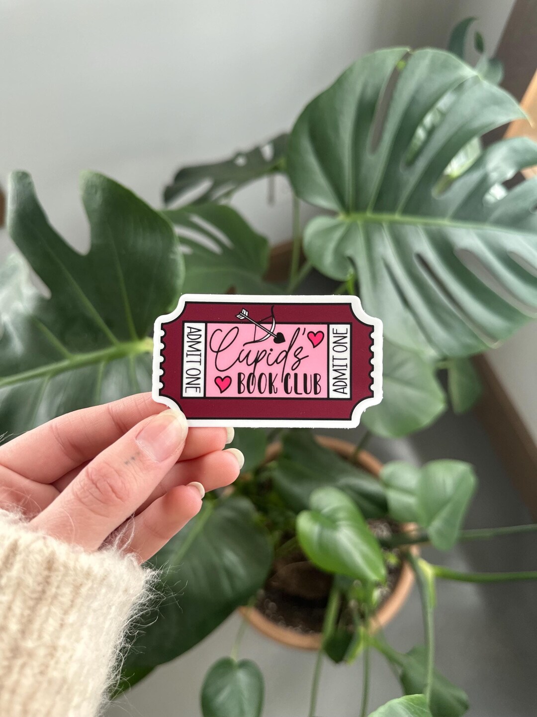 Cupid's Book Club Admit One Ticket Sticker, Book Lovers Sticker, Cute ...