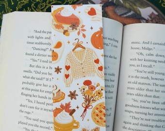 Marcapáginas con estampado otoñal de Coquette, regalo para amantes de los libros, marcapáginas de lectura acogedor, papelería bonita para lectores, amantes de las calabazas